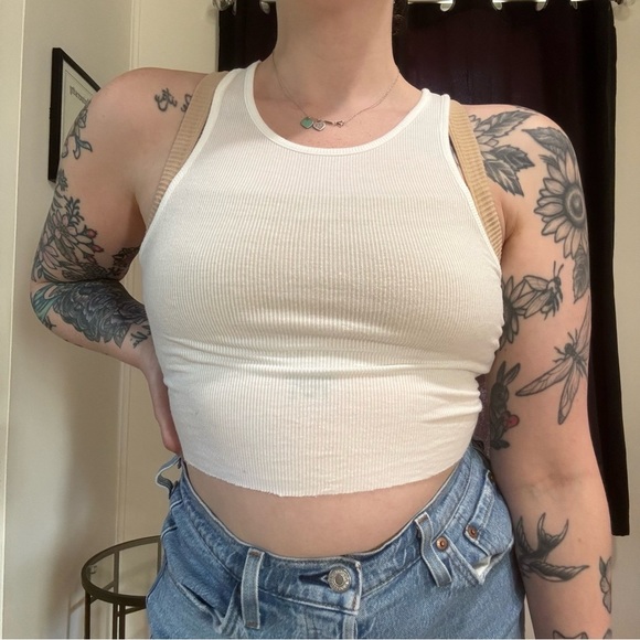 Free People White Ribbed Tank Top - Picture 1 of 8